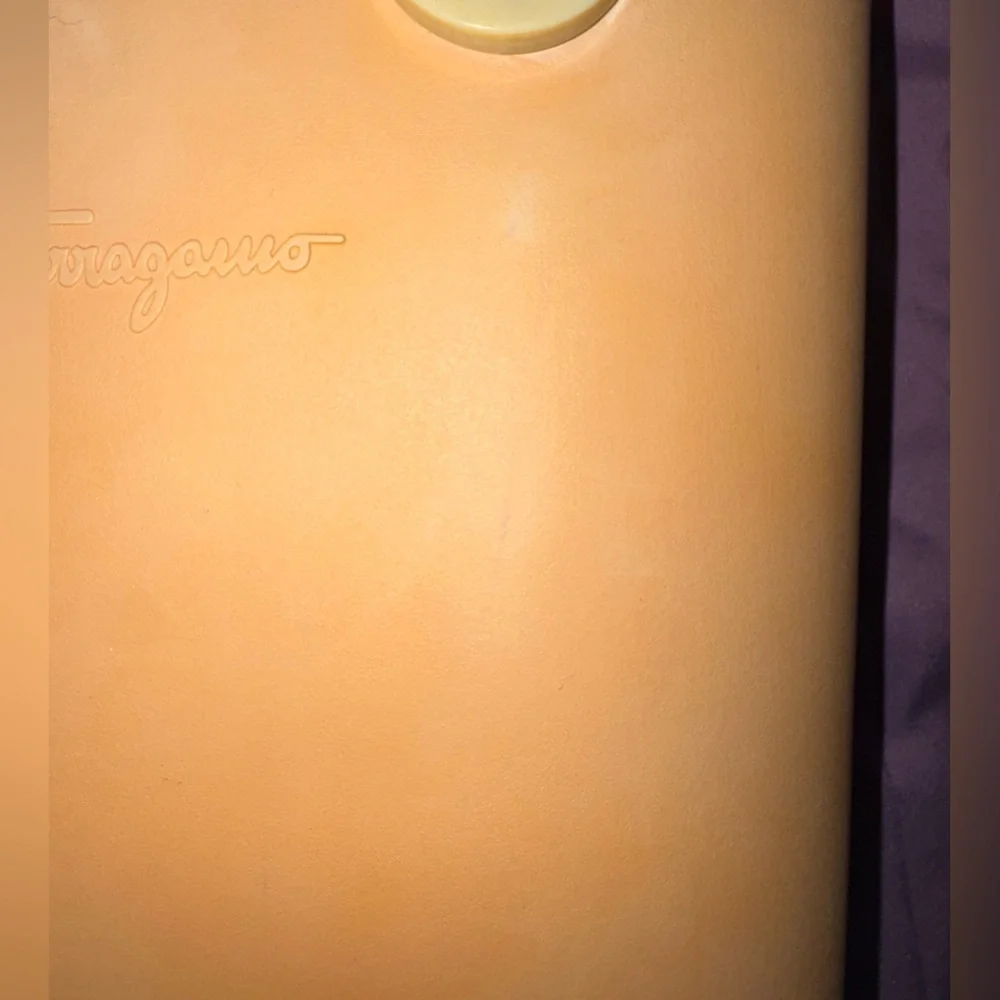 Salvatore Ferragamo Gancini Rubber Bucket Bag – Peach Pastel – Made in Italy